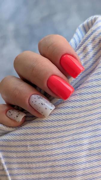 Lavender gel polish on almond shaped nails